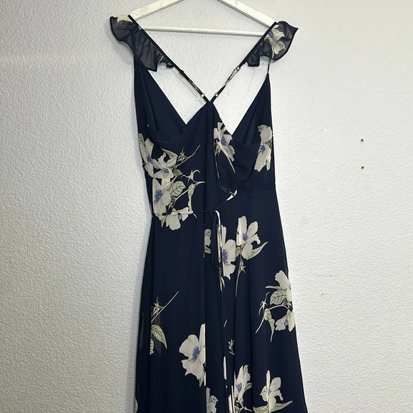 Lulu’s All Mine Navy Floral Print High Low Wrap Dress Womens Size Medium - Picture 7 of 14